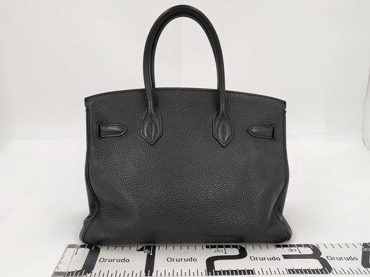 HERMES Birkin 30 Black Togo with Sterling Silver Hardware, K Handbag