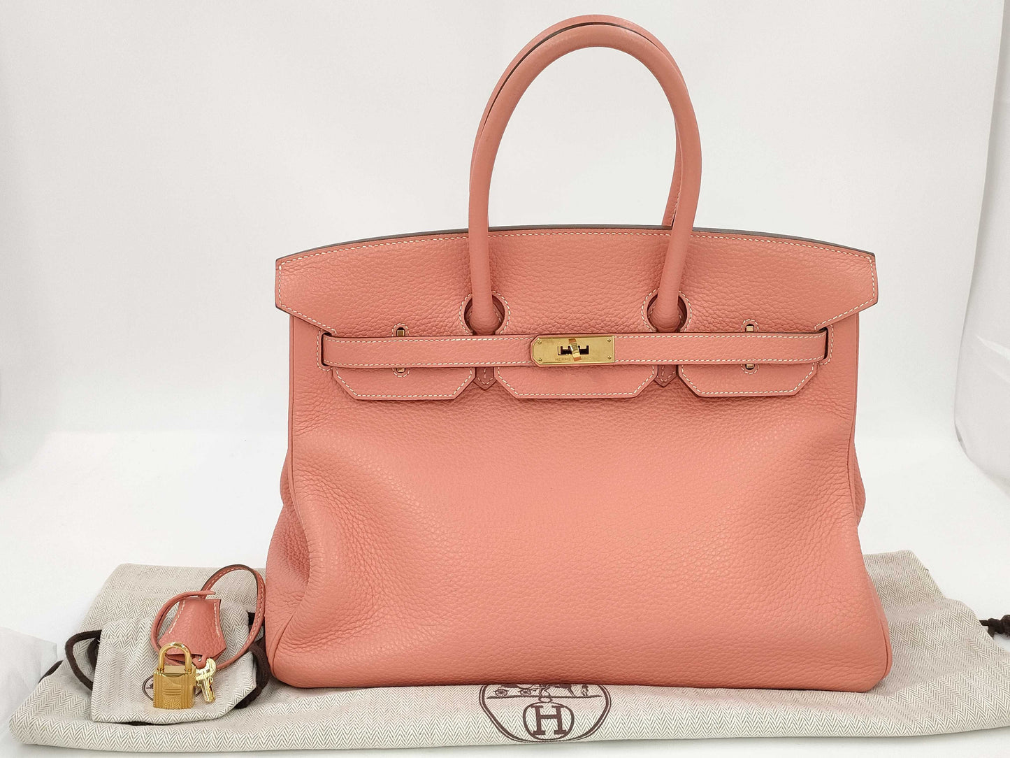 HERMES Birkin 35 Crevette Taurillon Clemence Leather Gold Hardware □Q Handbag