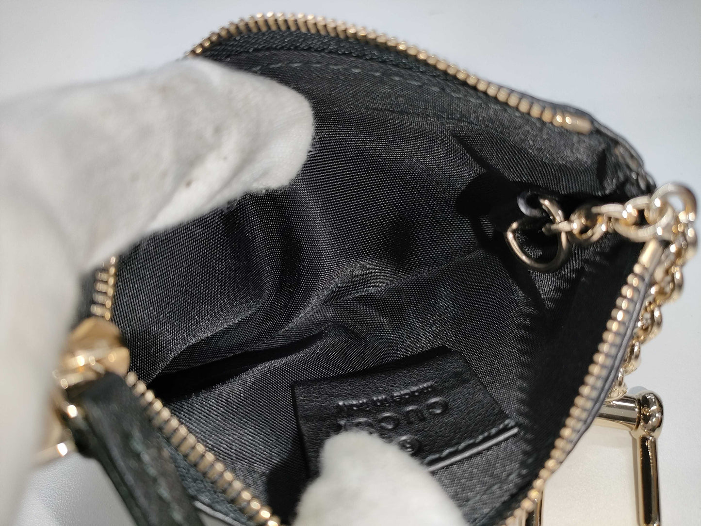 GUCCI Gucci Coin Case with Key Ring Guccissima Coin Case