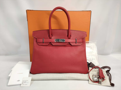 HERMES Birkin 30 Epson Rouge Cazac Handbag with Q Stamp