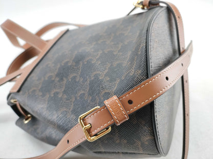 CELINE Bonnie Backpack 118702CAS.04LU Tan Triomphe Canvas and Calfskin Backpack