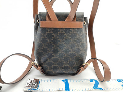 CELINE Bonnie Backpack 118702CAS.04LU Tan Triomphe Canvas and Calfskin Backpack