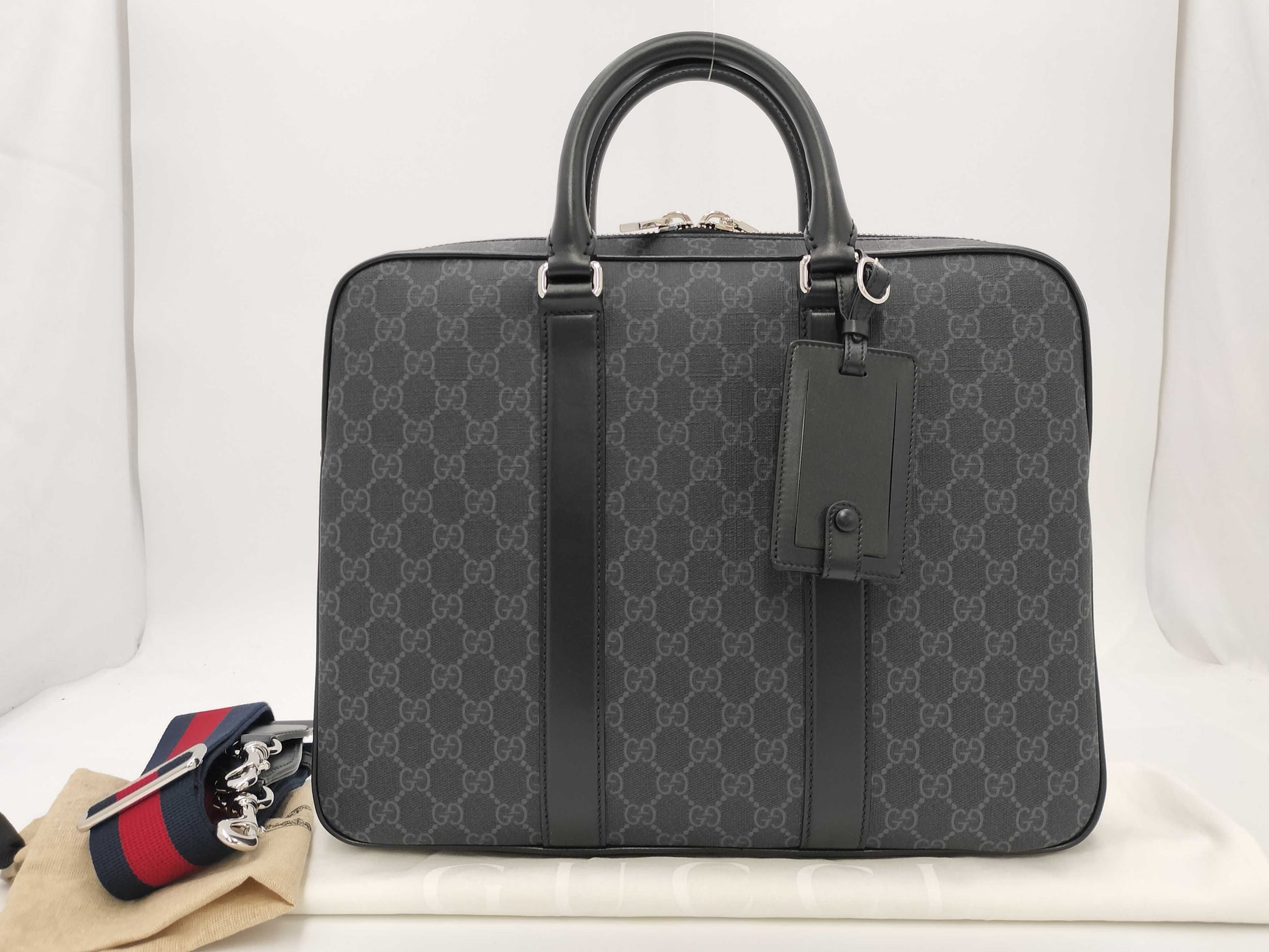 GUCCI GUCCI GG Black Medium Briefcase Business Bag 792077 Business Bag