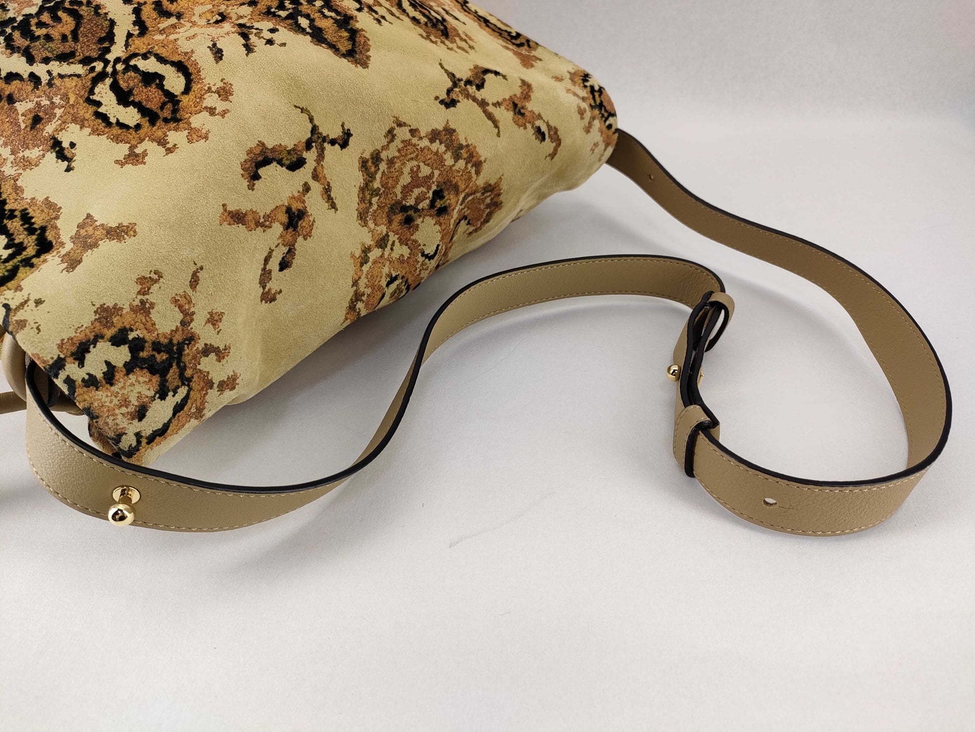 LOEWE Flamenco Knot Fringe Trim Tapestry Bag Shoulder Bag Suede, Leather, and Linen Shoulder Bag