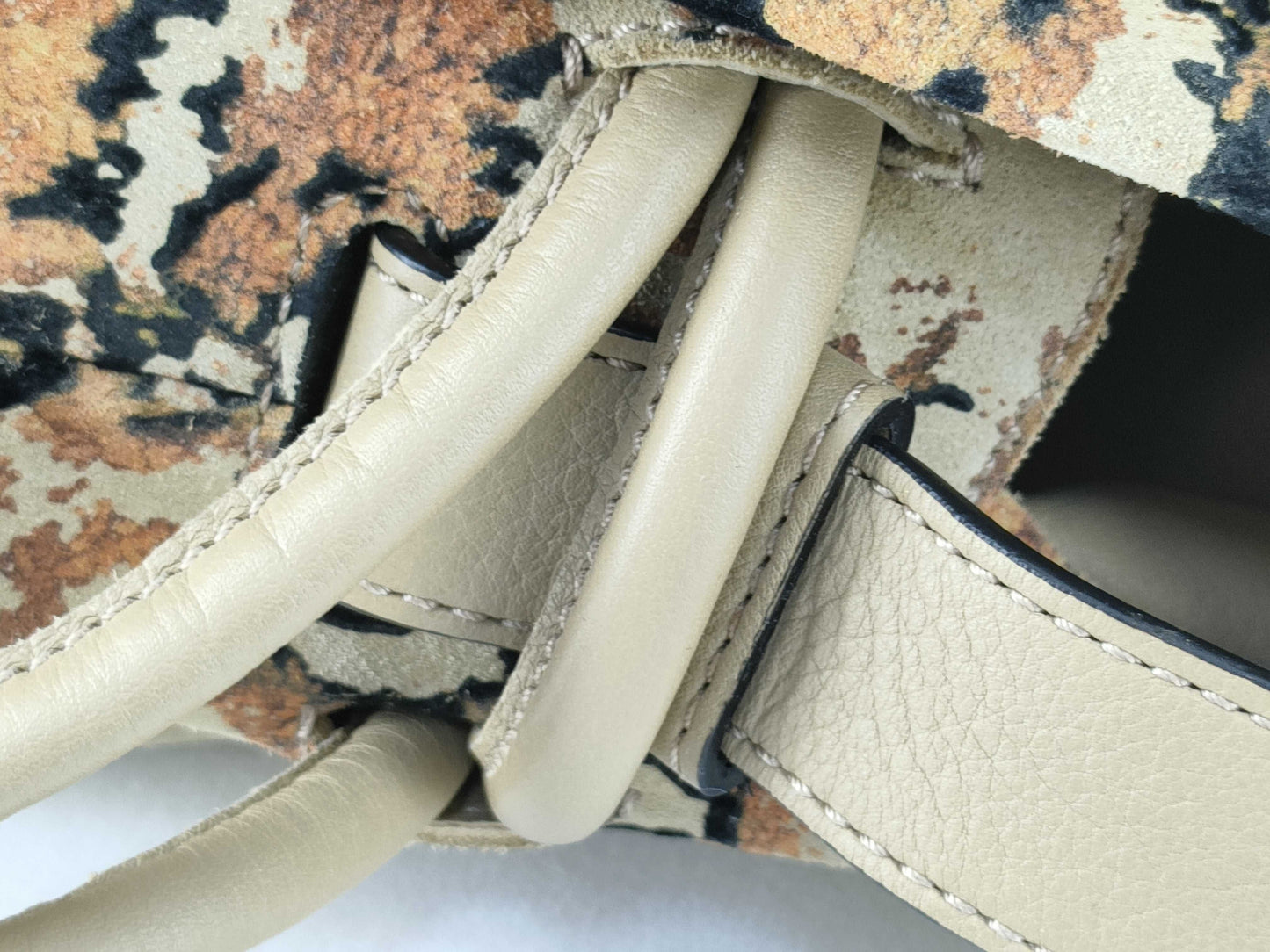 LOEWE Flamenco Knot Fringe Trim Tapestry Bag Shoulder Bag Suede, Leather, and Linen Shoulder Bag