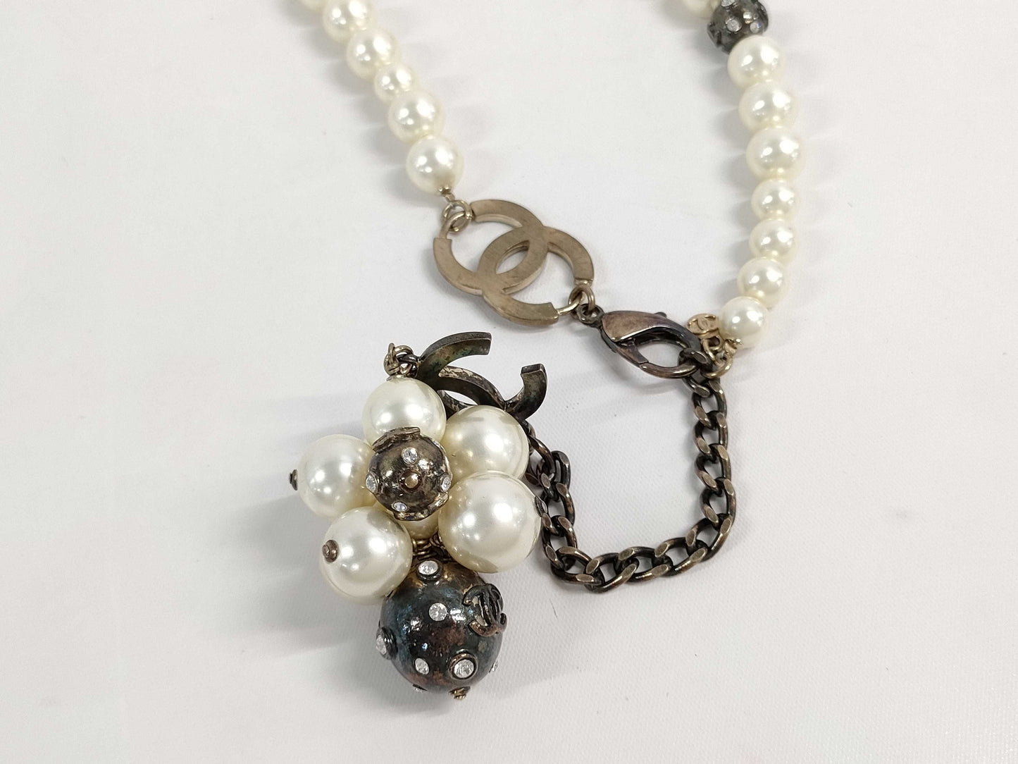 CHANEL CHANEL Necklace Coco Mark/Pearl/Rhinestone/Long Necklace Necklace