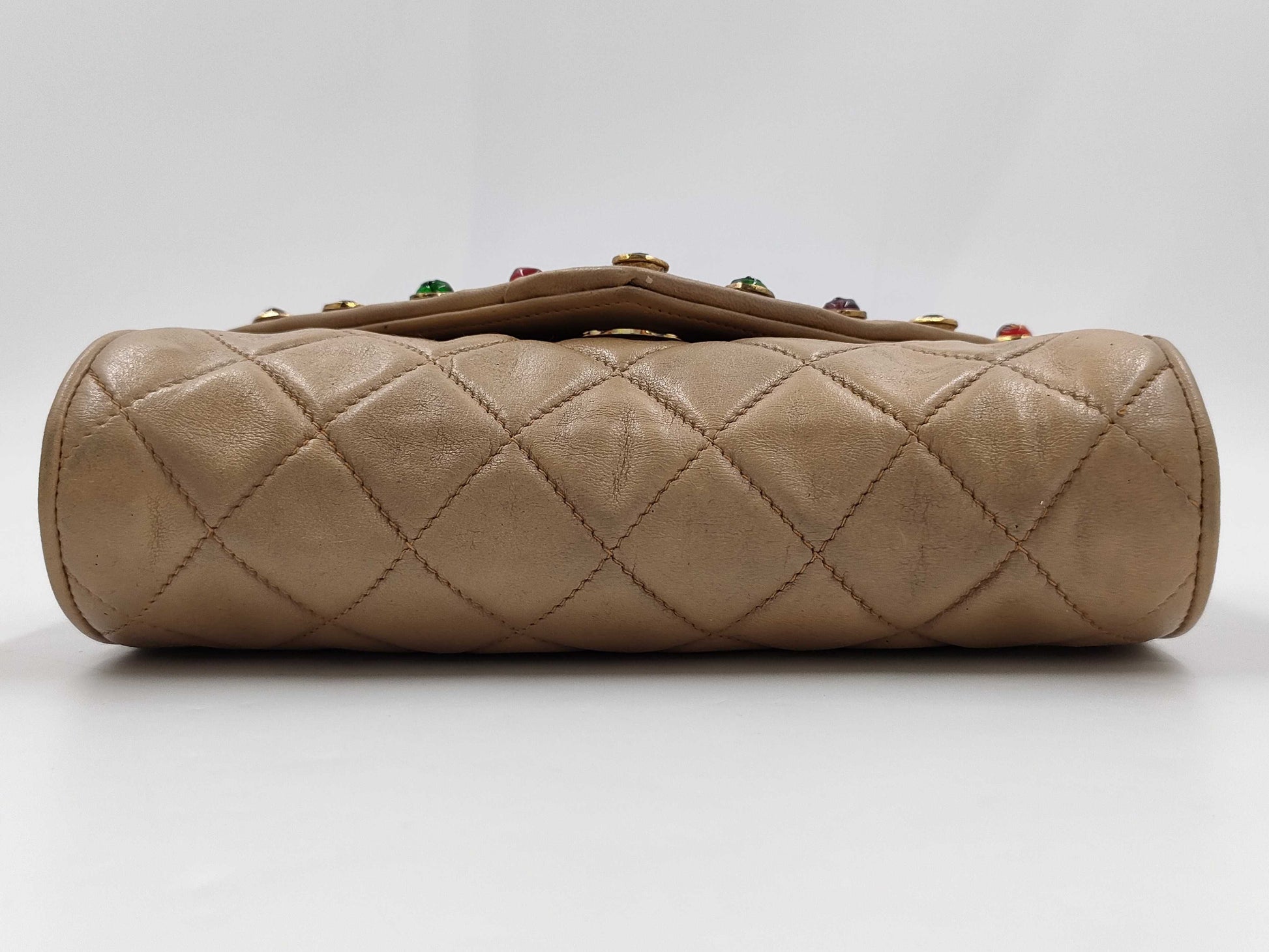 CHANEL Gripoa Shoulder Bag, Beige, Green, and Multicolor, Gold Hardware/Mini Size Shoulder Bag