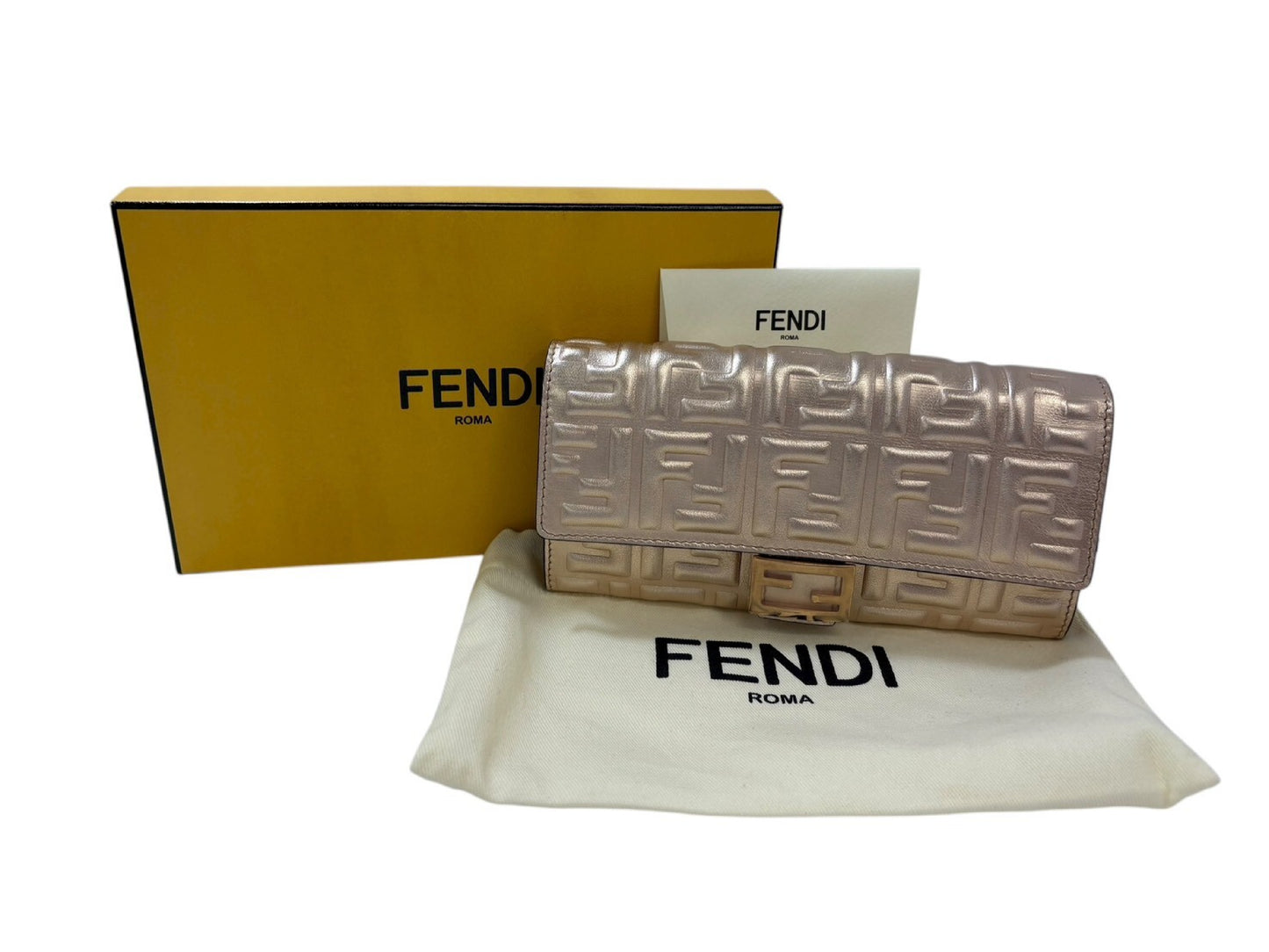 FENDI Pink Gold Long Wallet