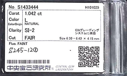 1.042ct L SI-2 FAIR/GD/FR FAINT NATURAL 6.30-6.40X4.15mm Loose Diamond