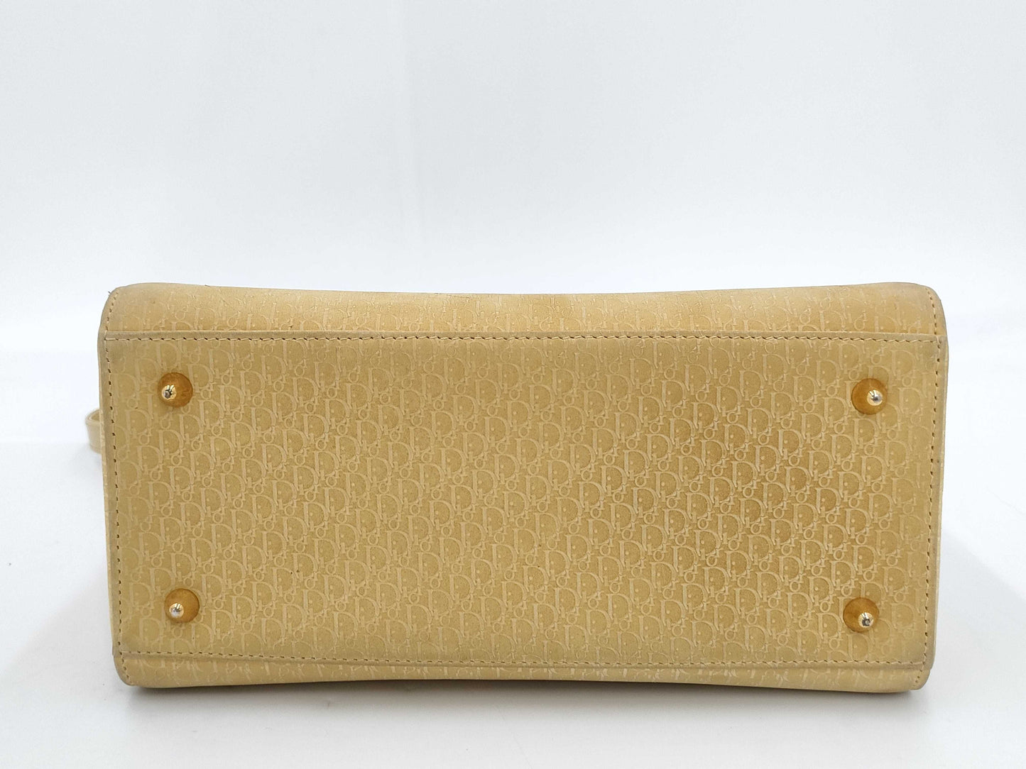 Dior Christian Dior Trotter Lady Dior Leather 2-Way Yellow Handbag