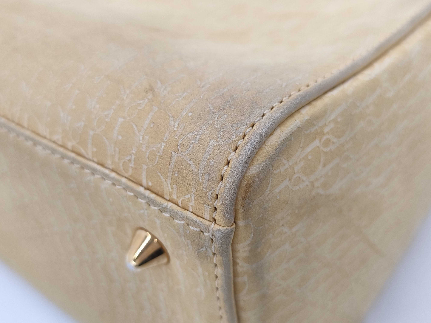 Dior Christian Dior Trotter Lady Dior Leather 2-Way Yellow Handbag