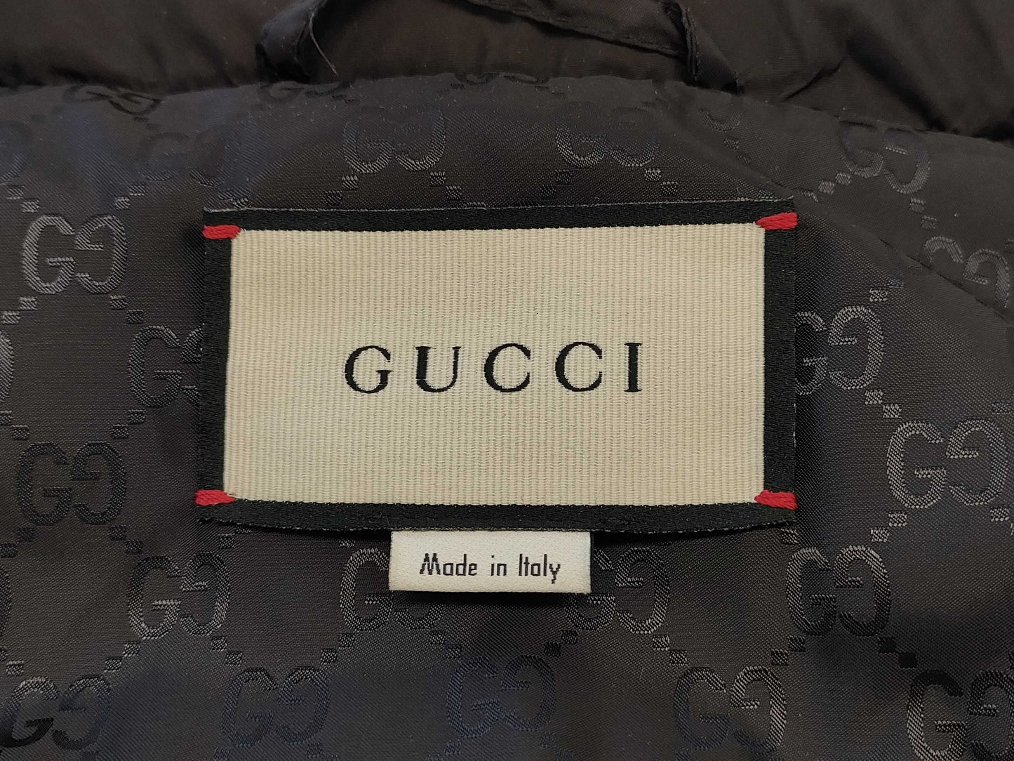 GUCCI GG Black Down Vest, Size 48