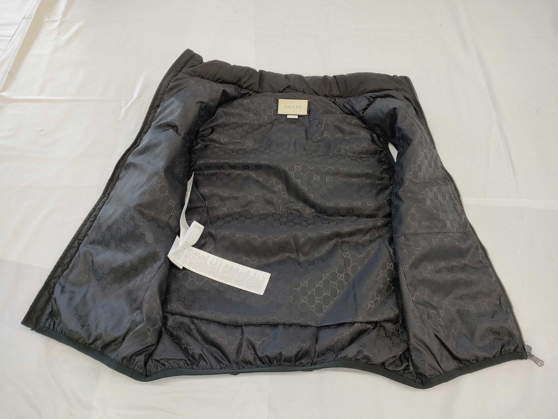 GUCCI GG Black Down Vest, Size 48