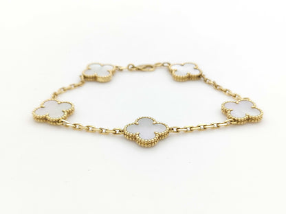 Van Cleef & Arpels Vintage Alhambra 5-Piece Mother-of-Pearl Bracelet/Bangle in Yellow Gold and Au750, 12.0g