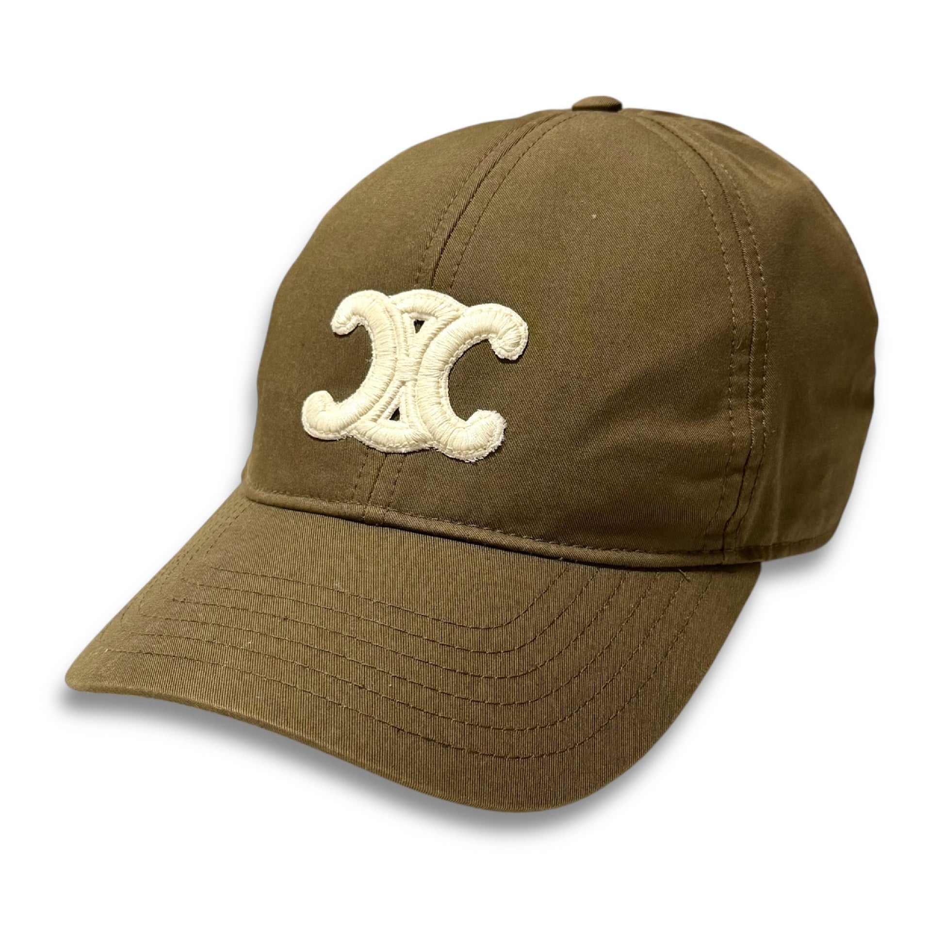 CELINE Triomphe Embroidered Baseball Cap, Cotton, Brown, Size L, Head Circumference: 59cm, Other Apparel