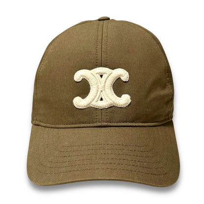 CELINE Triomphe Embroidered Baseball Cap, Cotton, Brown, Size L, Head Circumference: 59cm, Other Apparel