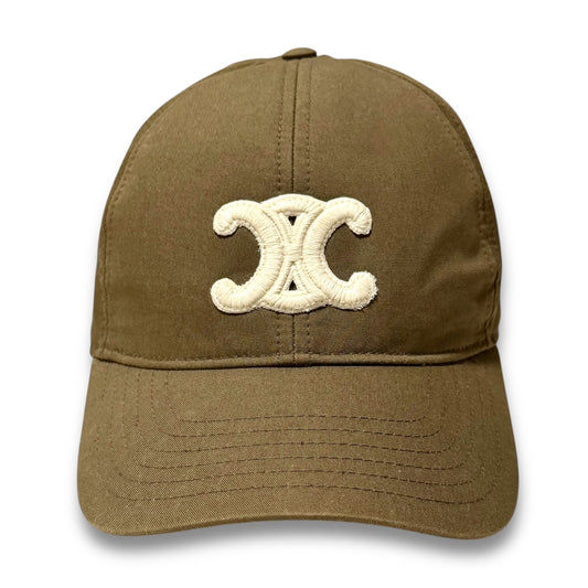 CELINE Triomphe Embroidered Baseball Cap, Cotton, Brown, Size L, Head Circumference: 59cm, Other Apparel
