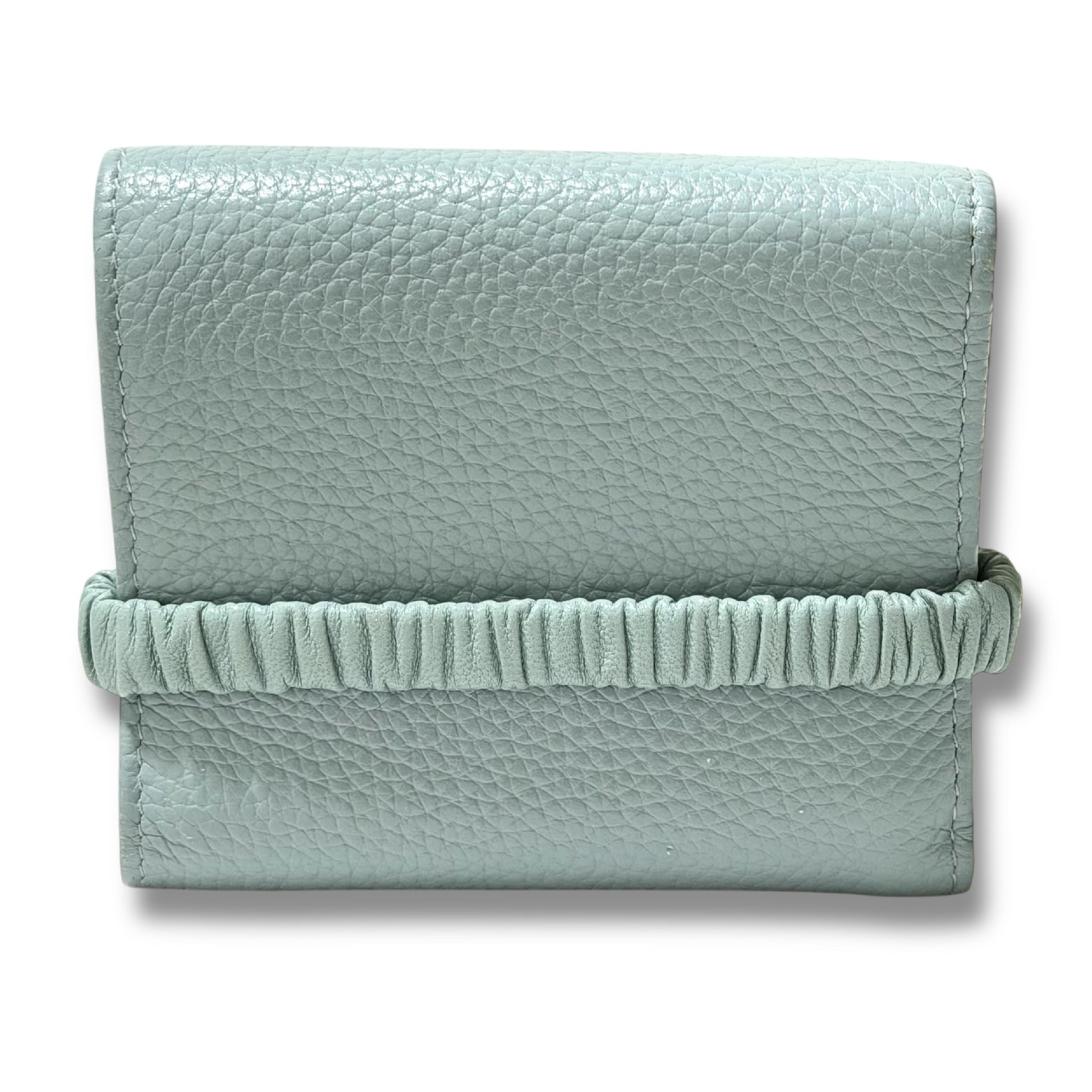 Miu Miu Wallet with Leather Band, Tri-fold Wallet, Light Blue, H9.5 x W10.5 x D2
