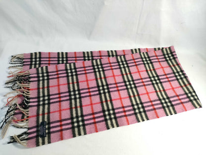 BURBERRY 100% Cashmere Nova Check Scarf Pink
