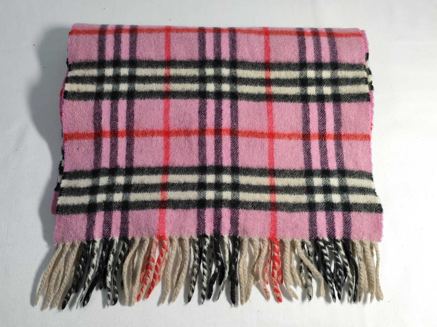 BURBERRY 100% Cashmere Nova Check Scarf Pink