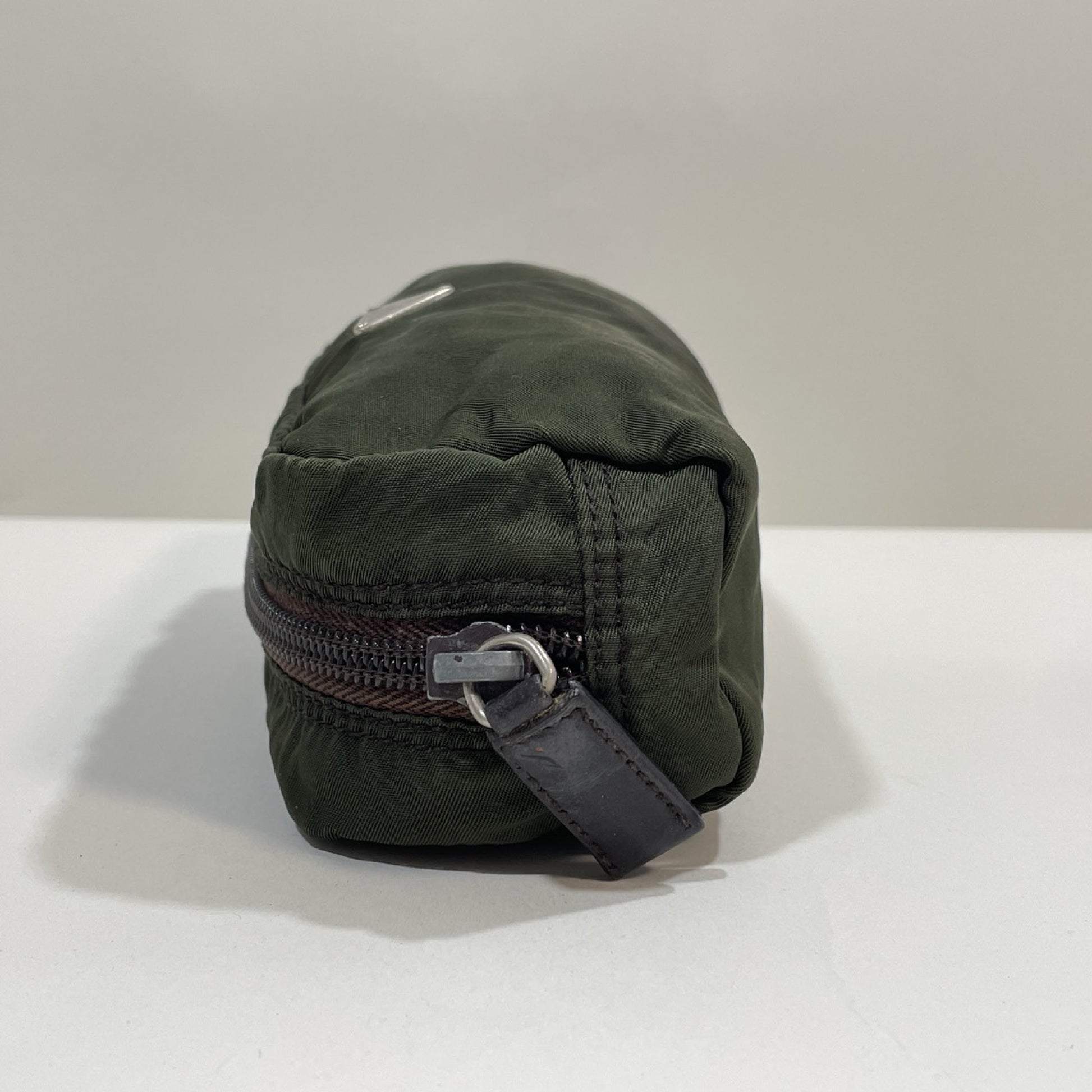 PRADA Prada Triangle Logo Nylon Pouch Khaki