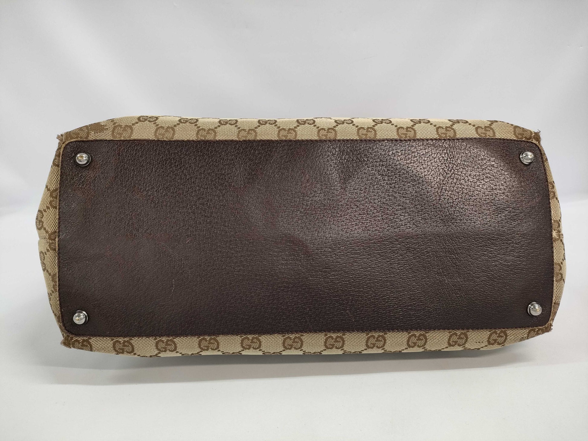 GUCCI GG Canvas 120838 Leather Tote Bag