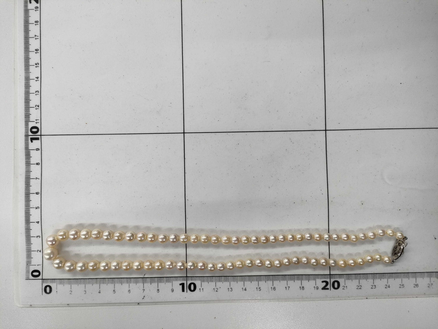 Semi-Round Pearl Necklace, Diameter: Approx. 5.2-8.9mm, Sterling Silver, 31.9g 