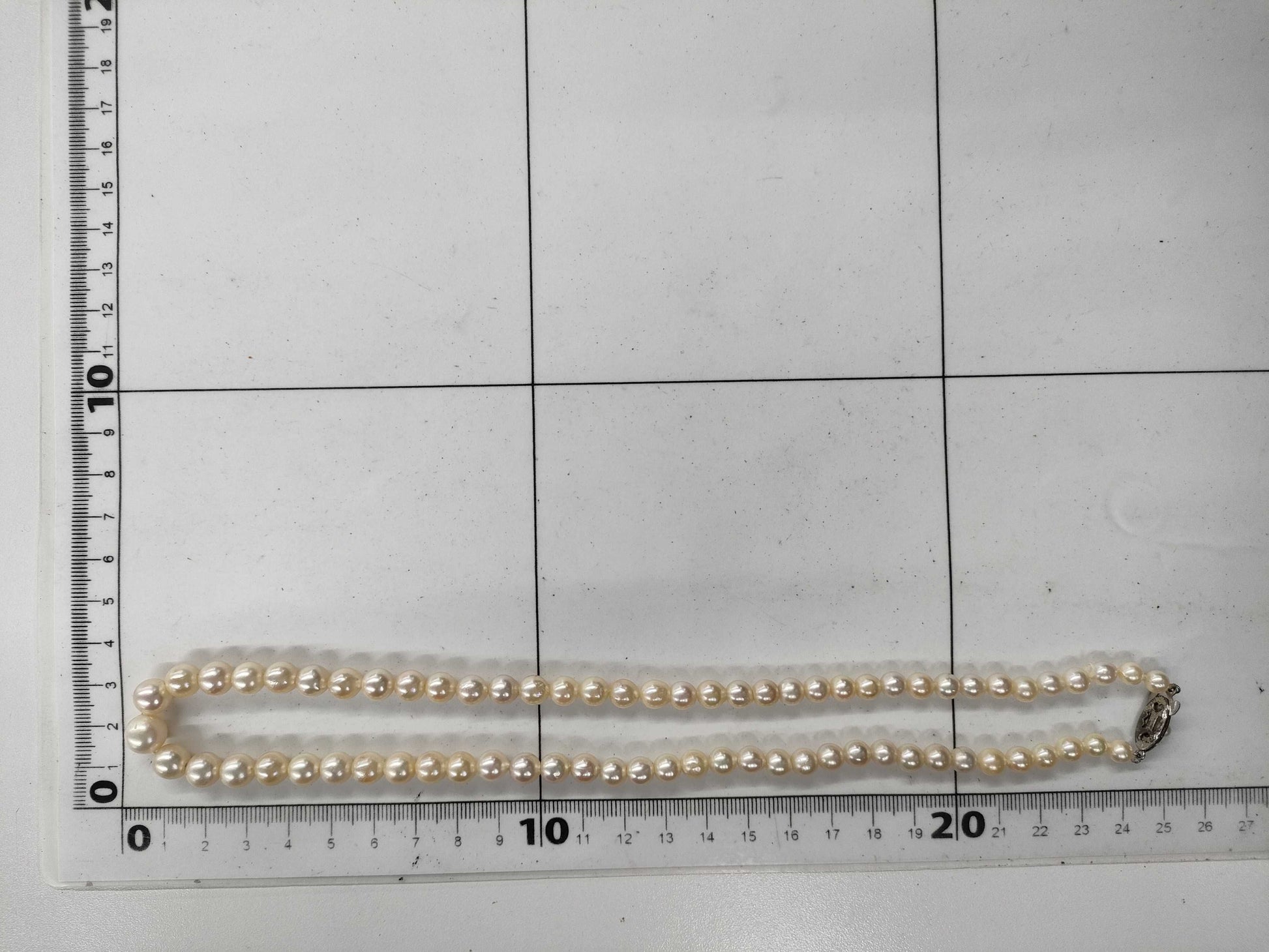 Semi-Round Pearl Necklace, Diameter: Approx. 5.2-8.9mm, Sterling Silver, 31.9g 