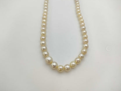 Semi-Round Pearl Necklace, Diameter: Approx. 5.2-8.9mm, Sterling Silver, 31.9g 