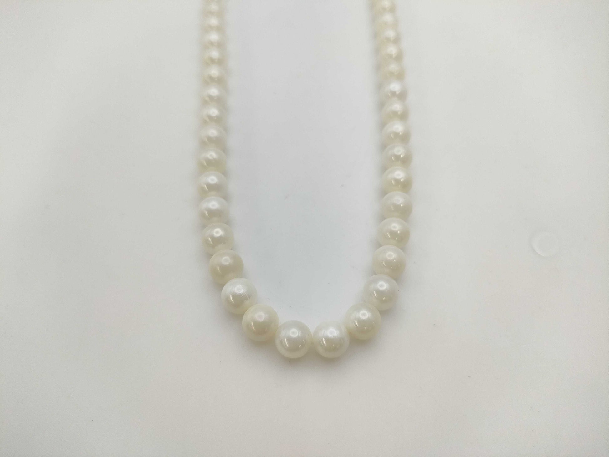 Pearl Necklace, Diameter: Approx. 7.0-7.4mm, Sterling Silver, 32.9g 