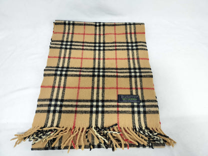 Burberrys Fringe Scarf, Nova Check, Made in England, 100% Wool, Beige