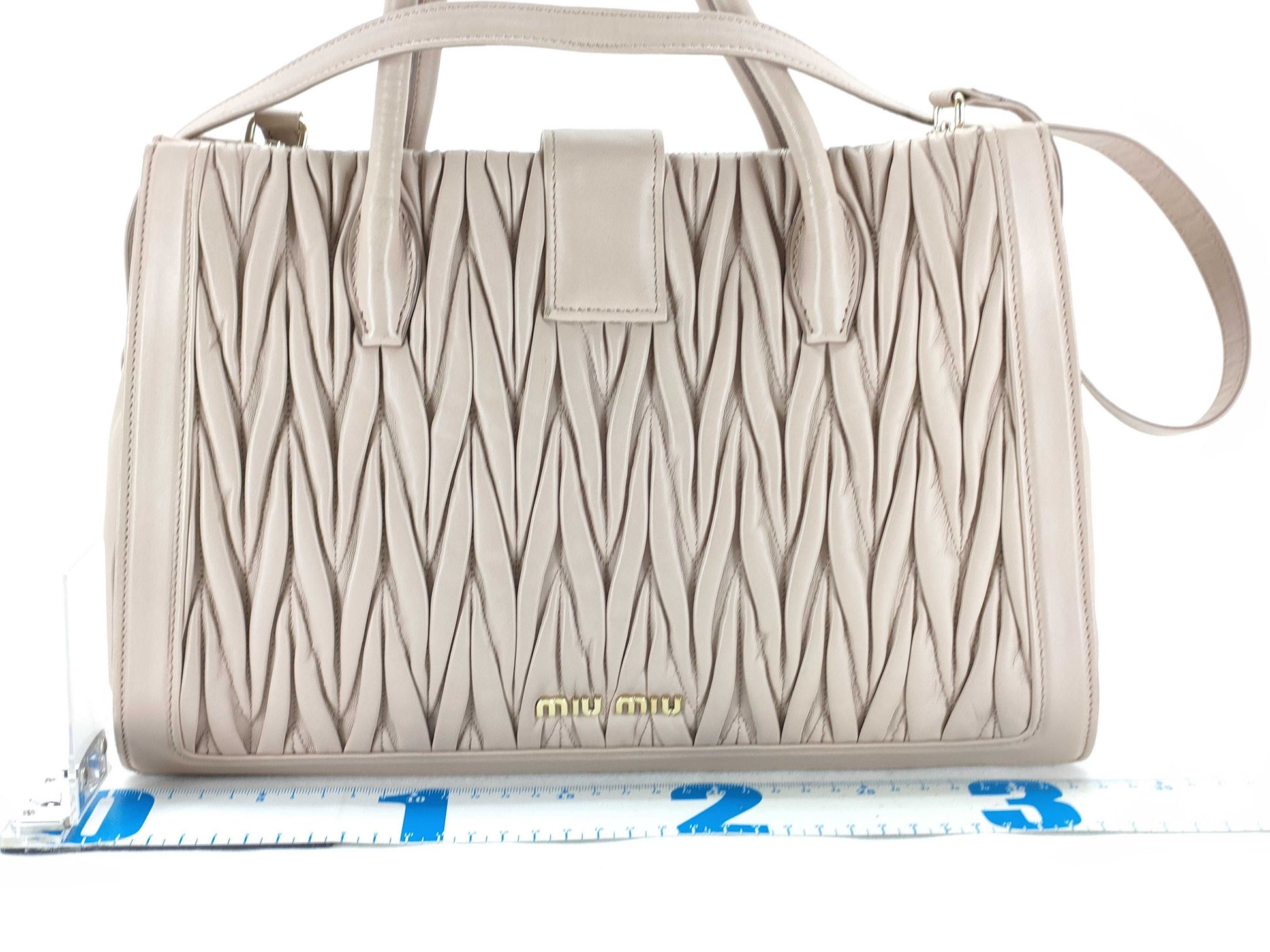 Miu Miu Miu Miu Matelasse 2-Way Handbag Leather/Pink Beige