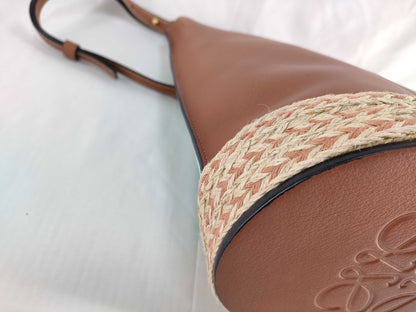 LOEWE Gate Bucket Leather/Brown and Light Blue Shoulder Bag