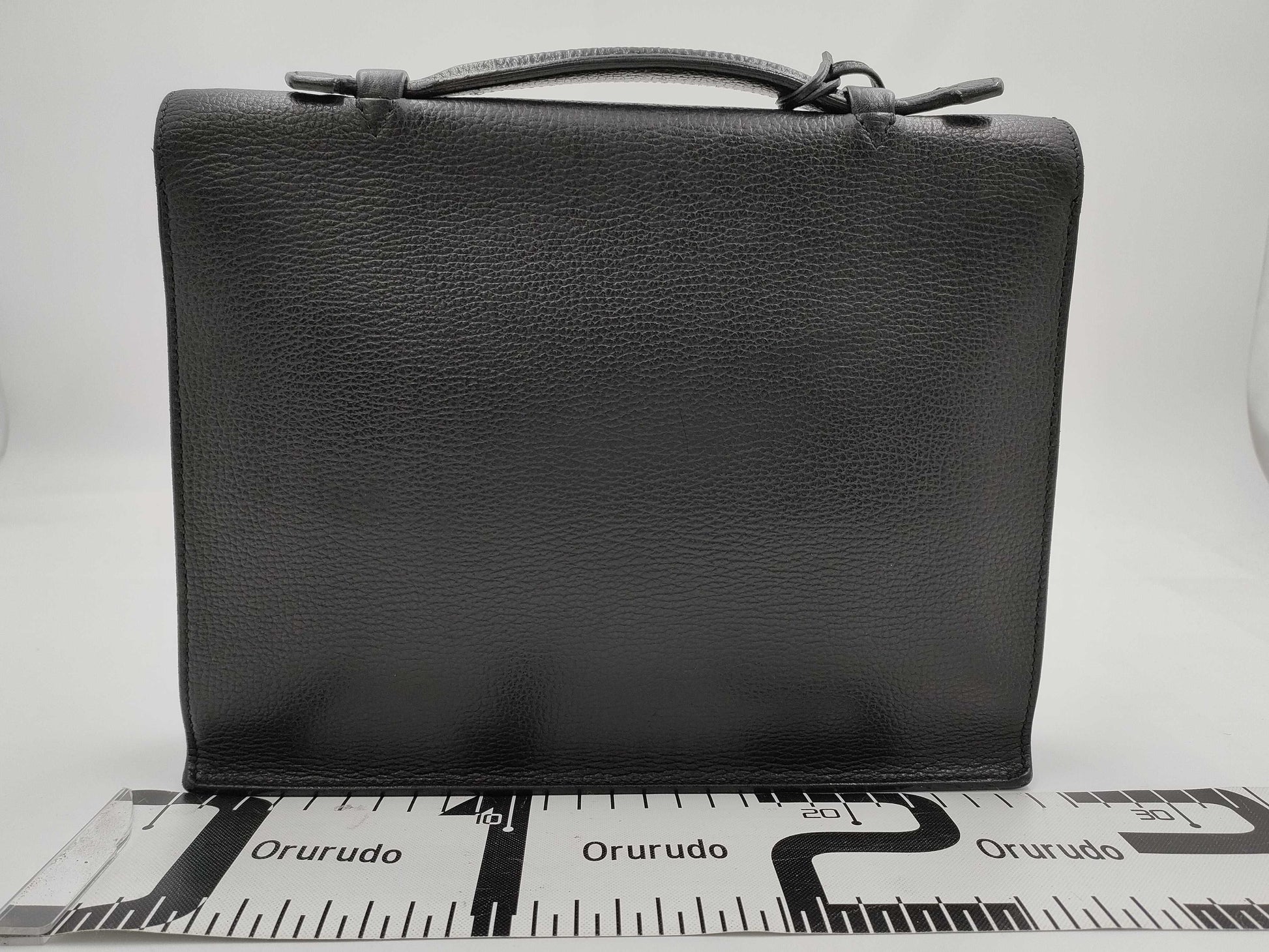 HERMES Sac A Depeche 27 Liege/Black/□k Engraving/Silver Shoulder Bag