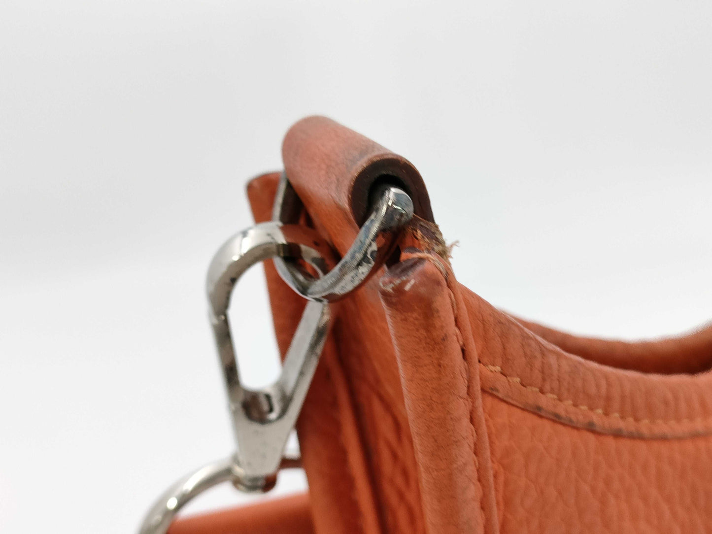 HERMES Evelyn 1PM Taurillon/Orange/□L Stamp/Silver Shoulder Bag