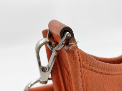 HERMES Evelyn 1PM Taurillon/Orange/□L Stamp/Silver Shoulder Bag
