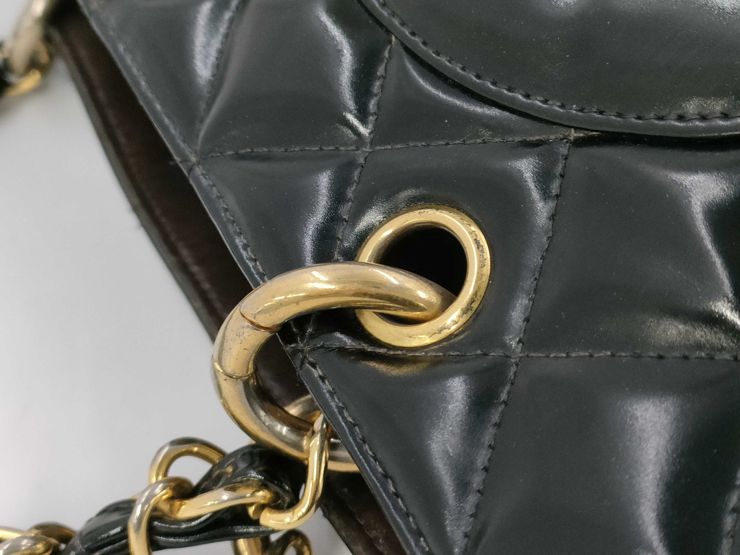 CHANEL CHANEL Chain Shoulder Bag Enamel/Black/GD