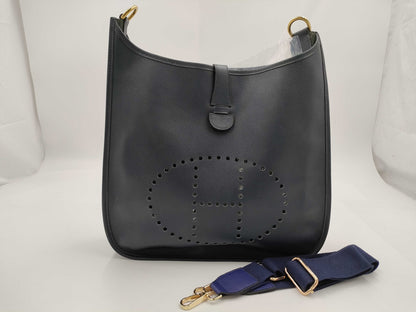 HERMES HERMES Evelyn 2GM Epson/Blue Indigo/GD Shoulder Bag