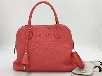 HERMES Bolide 31 Taurillon/Rose Jaipur/X Stamp/Silver Shoulder Bag