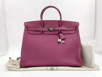 HERMES HERMES Birkin 40 Togo/Tosca/□O Stamp/Silver Handbag