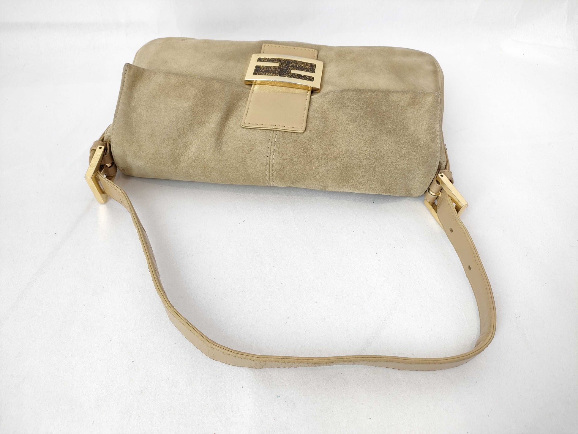 FENDI Mamma Suede Mamma Bucket Shoulder Bag with G Hardware