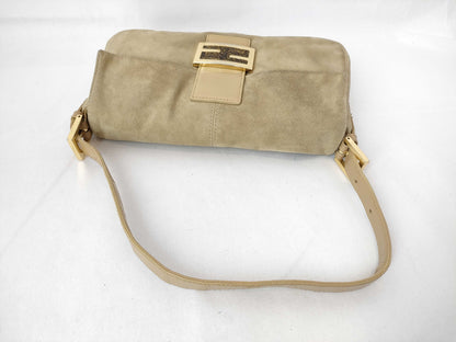 FENDI Mamma Suede Mamma Bucket Shoulder Bag with G Hardware