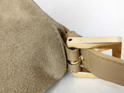 FENDI Mamma Suede Mamma Bucket Shoulder Bag with G Hardware