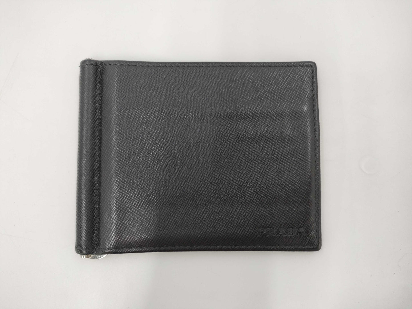 PRADA Prada Bifold Money Clip Leather Card Case/Pass Case/Business Card Holder