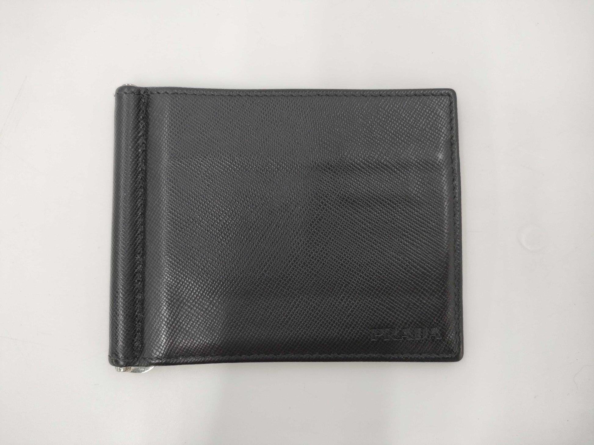 PRADA Prada Bifold Money Clip Leather Card Case/Pass Case/Business Card Holder