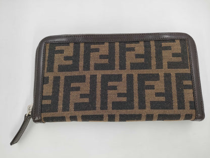 FENDI Zucca Round Zip Long Wallet