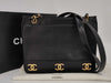CHANEL Caviar Skin Triple Coco Chain Tote Shoulder Bag with Seal