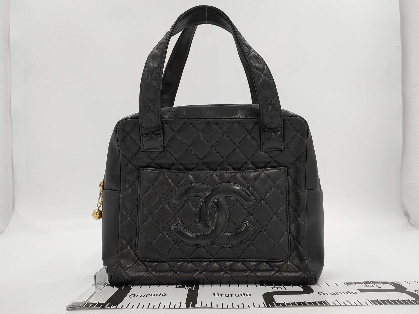 CHANEL Coco Mark Matelasse Black Handbag with Seal and Card