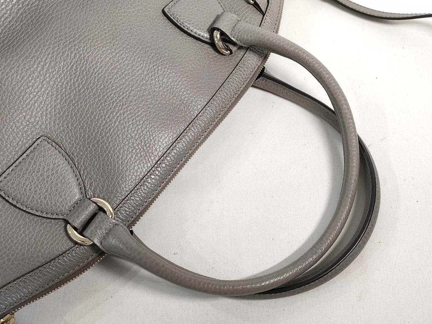 GUCCI Old Gucci All Leather Gray Tote Bag with Studs