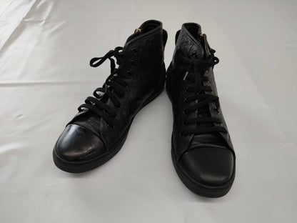 LOUIS VUITTON Monogram Leather High-Top Sneakers in Black, Size 37